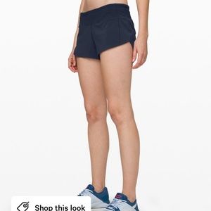 NAVY LULULEMON SPEED UP LOW RISE LINED SHORTS 2.5”